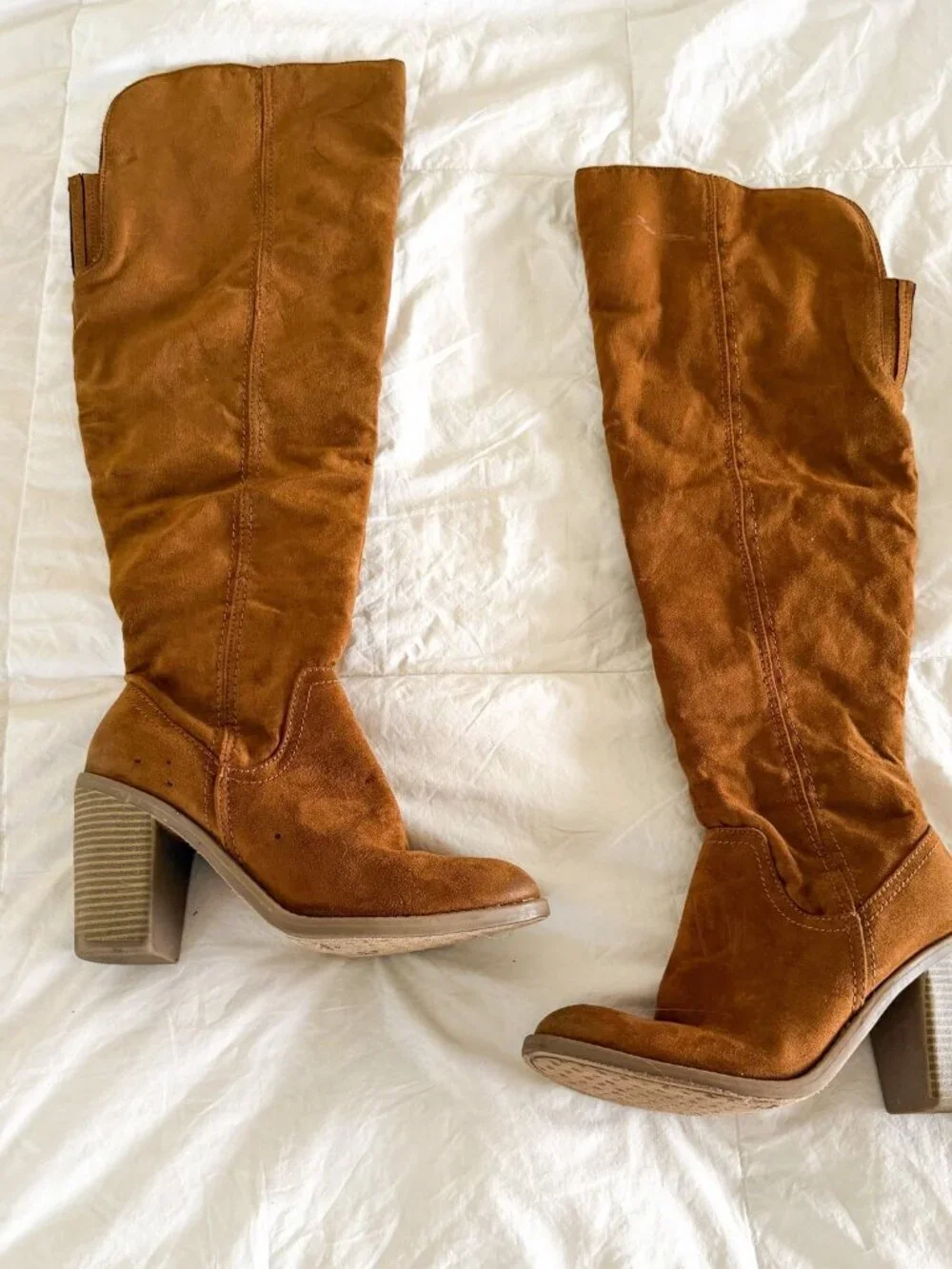 Universal Thread Brown Tan Over The Knee High Boots Block Heel Suede Womens 8